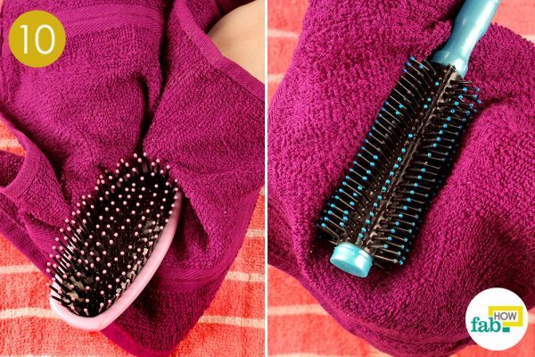 dry the hairbrushes on a towel