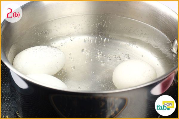 Pour water into pan
