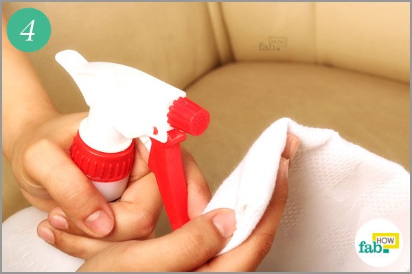 Step-4 Spray a lint-free cloth with the solution