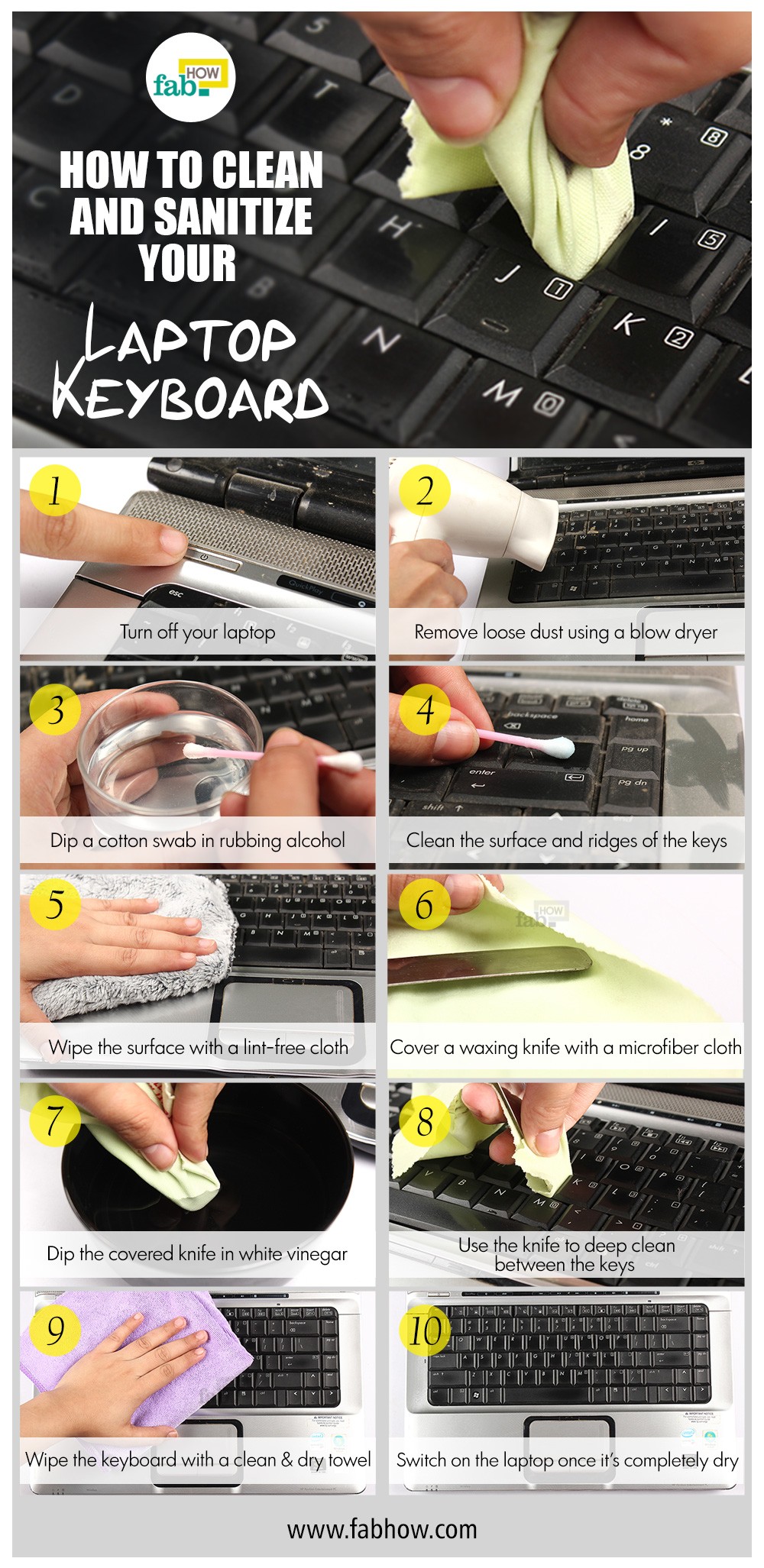 How to Safely Clean your Laptop Keyboard - An Infographic from Fab How