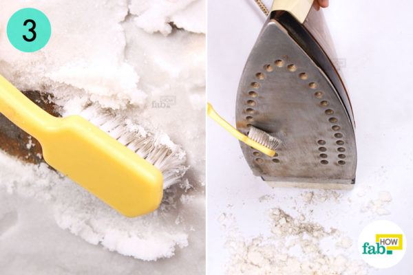 Clean the soleplate with a toothbrush