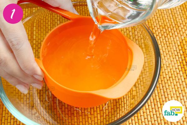 Pour water into a microwave safe bowl