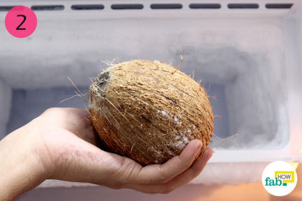 Step-2.- Remove the coconut from the freezer