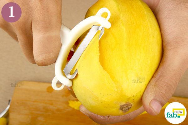 Peel mango skin