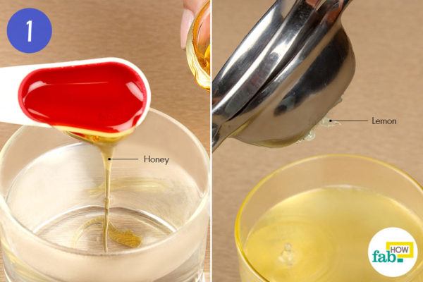 Add lemon and honey to warm water