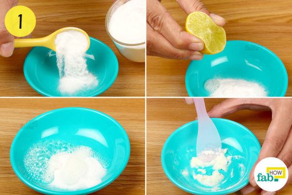 Make a baking soda and lemon juice paste