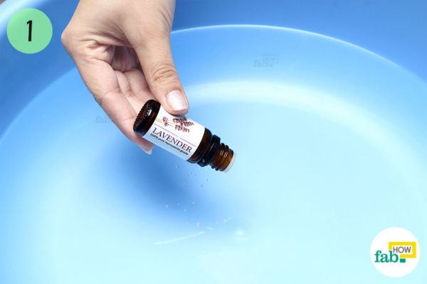 Put 2-3 drops of lavender essential oil in half tub of lukewarm water
