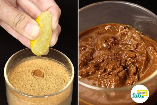 Make a paste of amla powder and lemon juic