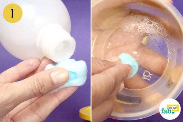 Clean the container with acetone