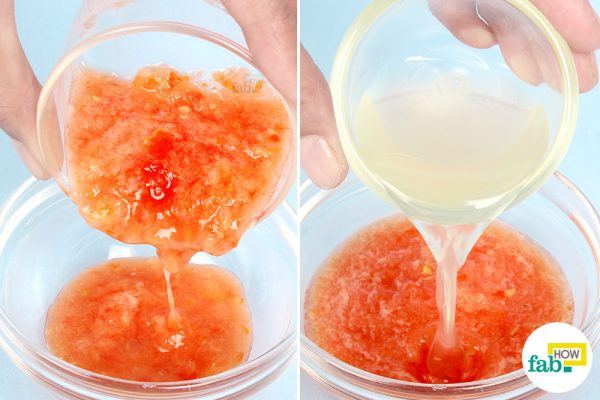 combine the tomato pulp and lemn juice to get rid of acne scars