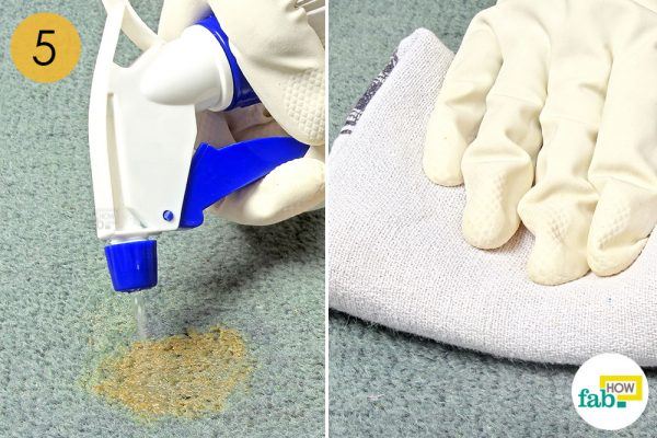 rinse with water to remove grease stains from carpet