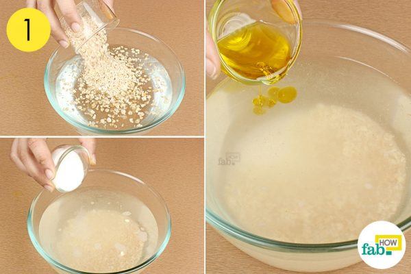 mix oats, baking soda and olive oil for rashes
