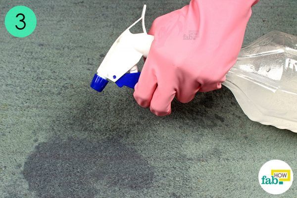 spray baking soda and vinegar mixture to clean pet urine stains on carpet