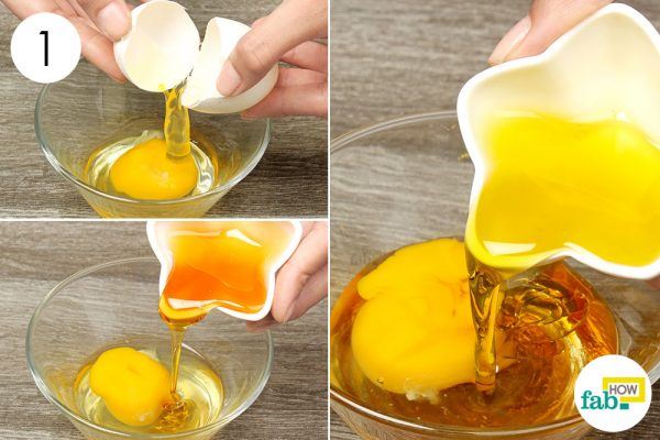 mix egg, honey and olive oil to treat split ends