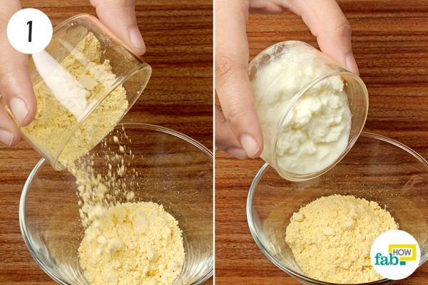 mix gram flour and yogurt to remove suntan 