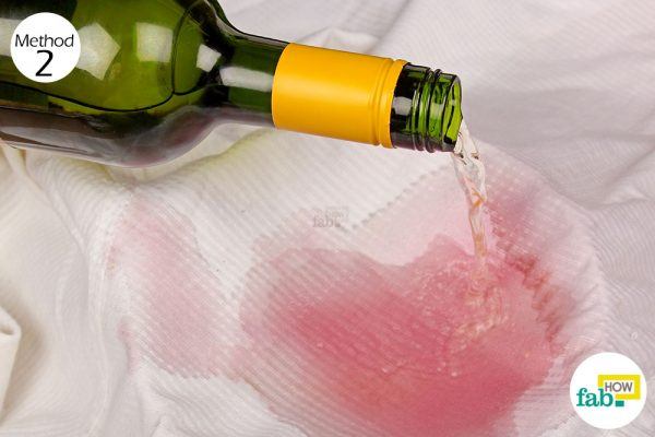 soak the red wine stain with white wine 