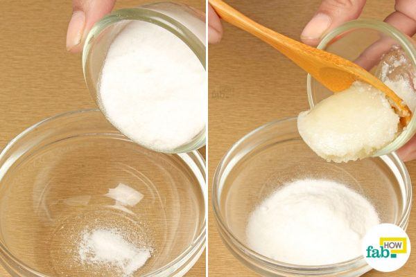 mix baking soda and coconut oil together for glowing skin
