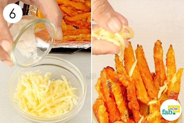 garnish the fries with salted parmesan cheese