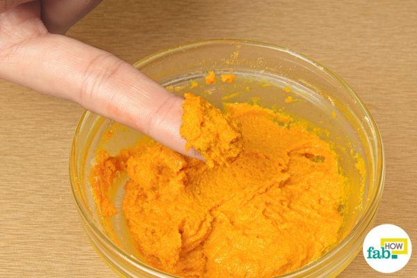 turmeric, olive oil, gram flour and water paste for glowing skin