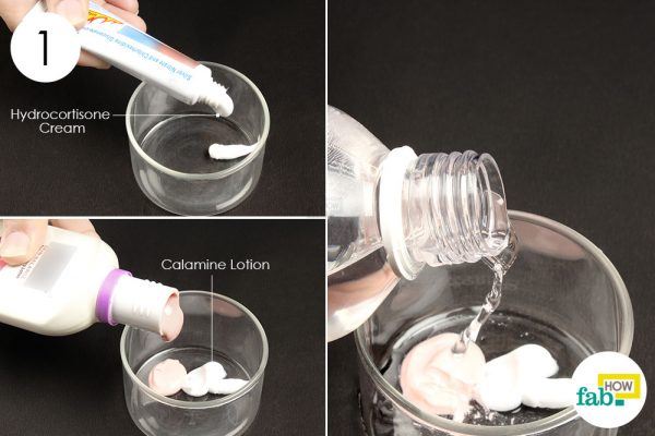 combine hydrocortisone cream calamine lotion rubbing alcohol for poison ivy rash