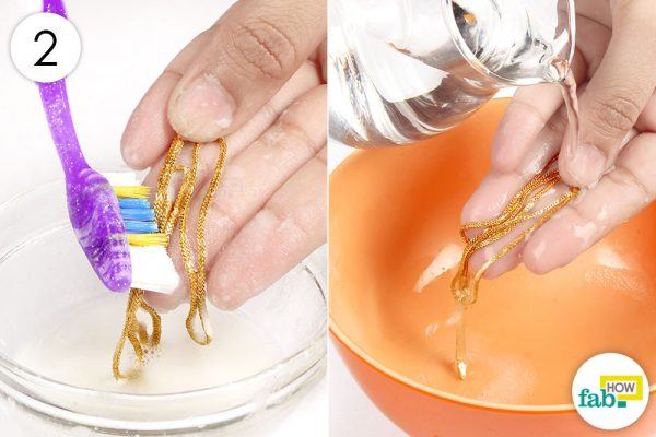 scrub your gold with the baking soda solution 