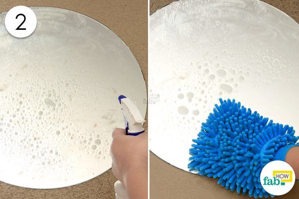 spray the cleaner and wipe with a microfiber glove