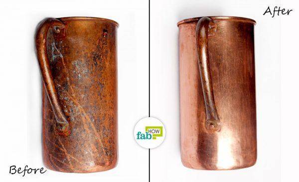 before after cleaning copper