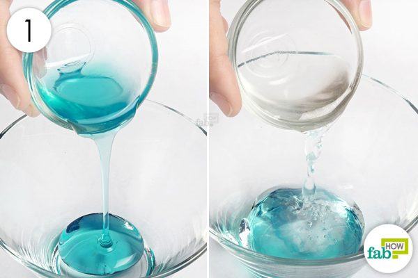 mix dish soap with hydrogen peroxide in the ratio 1:2