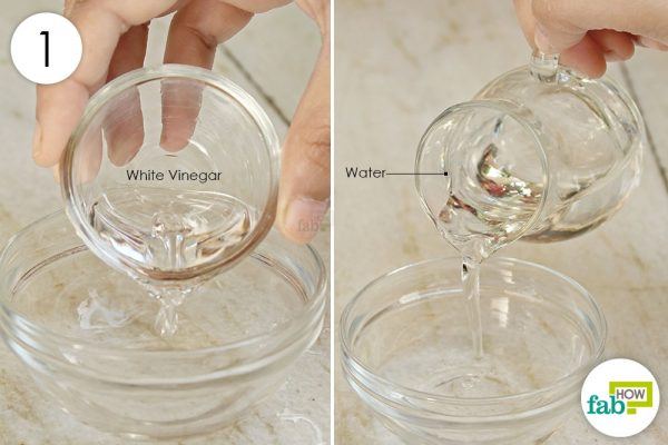 dilute vinegar with water to make a cleaning solution