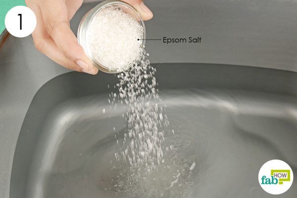 mix epsom salt with water to soak sore muscles