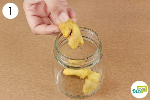 put the ginger pieces in a jar
