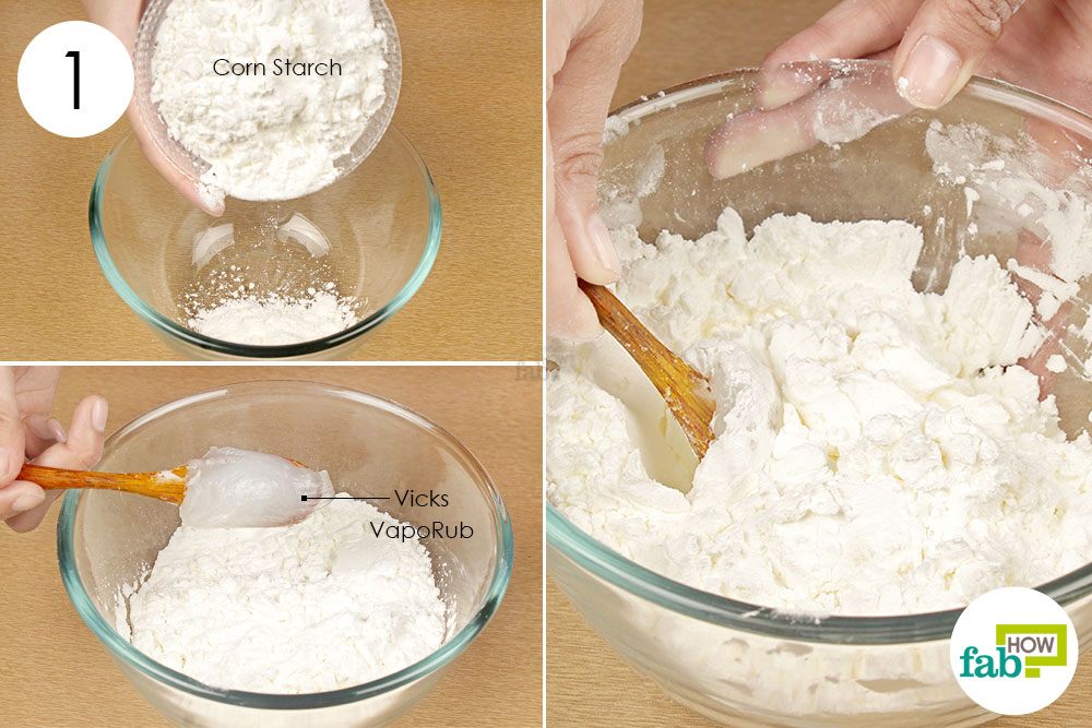 mix cornstarch and vaporub in a bowl.
