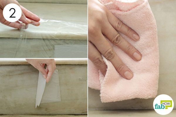 remove the poultice and wipe to clean marble