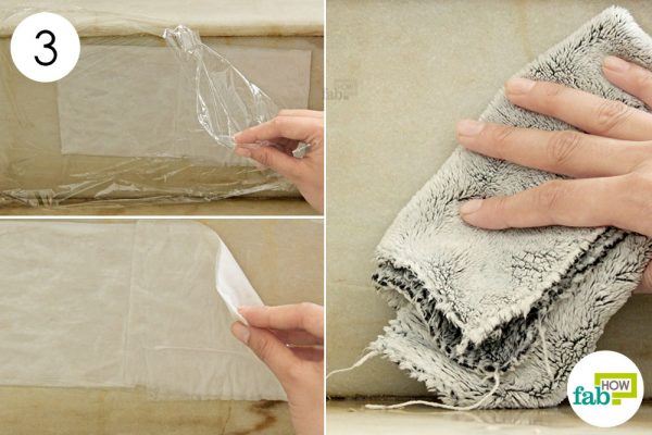 remove poultice and wipe to clean marble