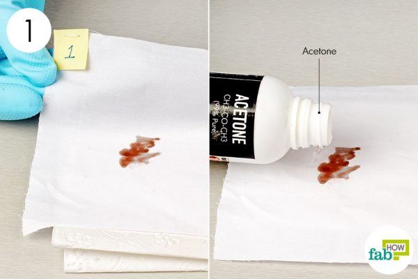 pour acetone on nail polish stain on clothes 