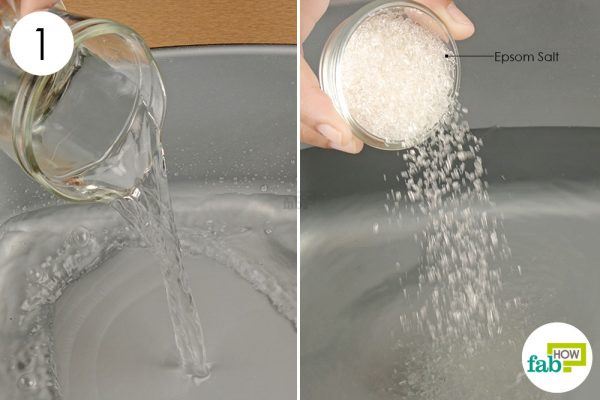 mix epsom salt and water in tub