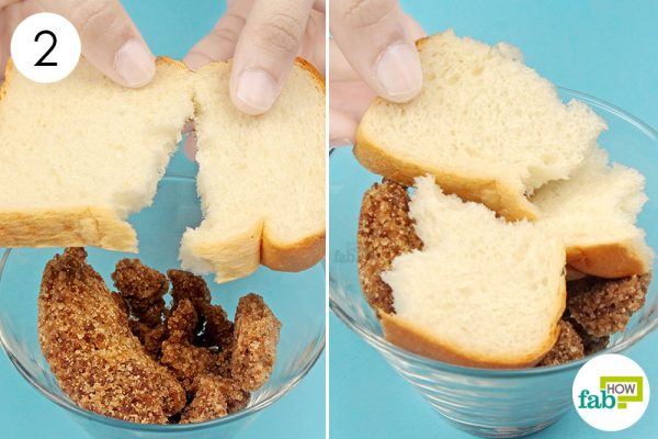 place pieces of bread over the sugar