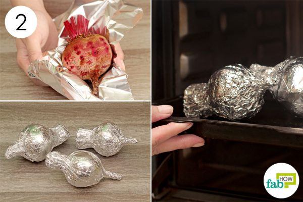 wrap each beet in foil and cook 