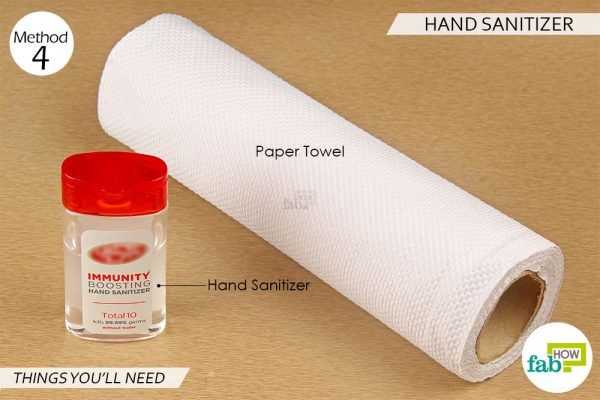 things you'll need for using hand sanitizer to remove permanent marker from plastic