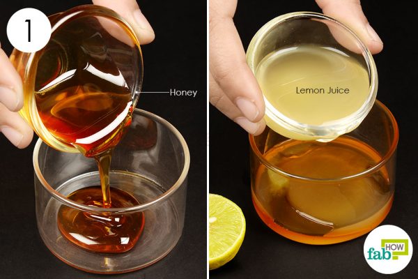 combine honey and lemon juice