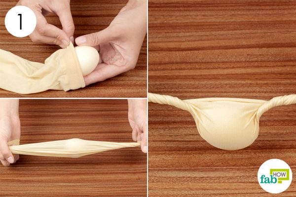 scramble raw egg using a stocking
