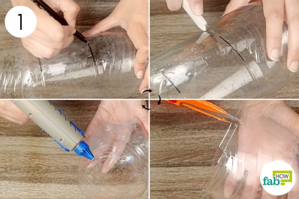 cut out the middle portion of the bottle and glue the top and bottom together