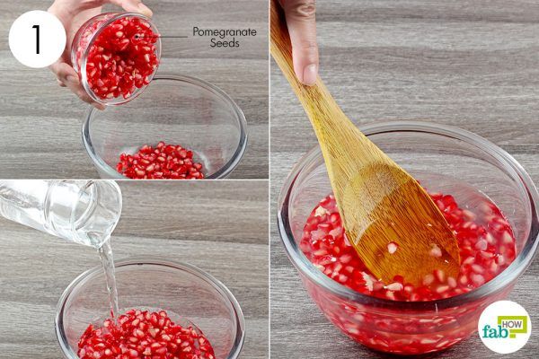 put pomegranate seeds and water in a bowl