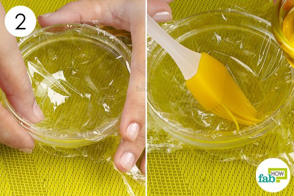line a bowl with plastic wrap and grease it