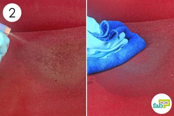 clean the stain with diluted hydrogen peroxide