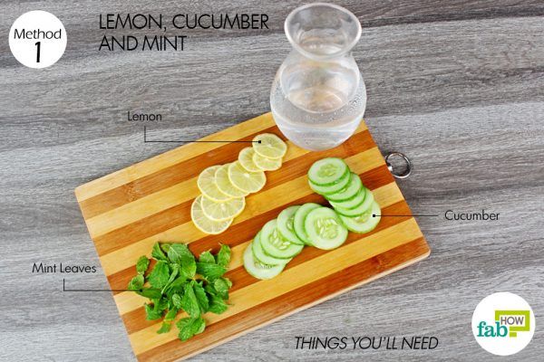 things you'll need to make flavored water using lemon and cucumber