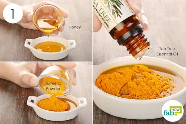 Use turmeric for health-combine honey, turmeric powder, and tea tree essential oil
