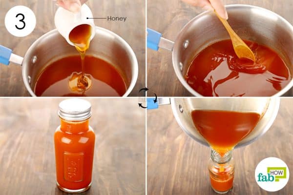 Add honey to the cayenne pepper remedy for cough and cold; store in a glass bottle
