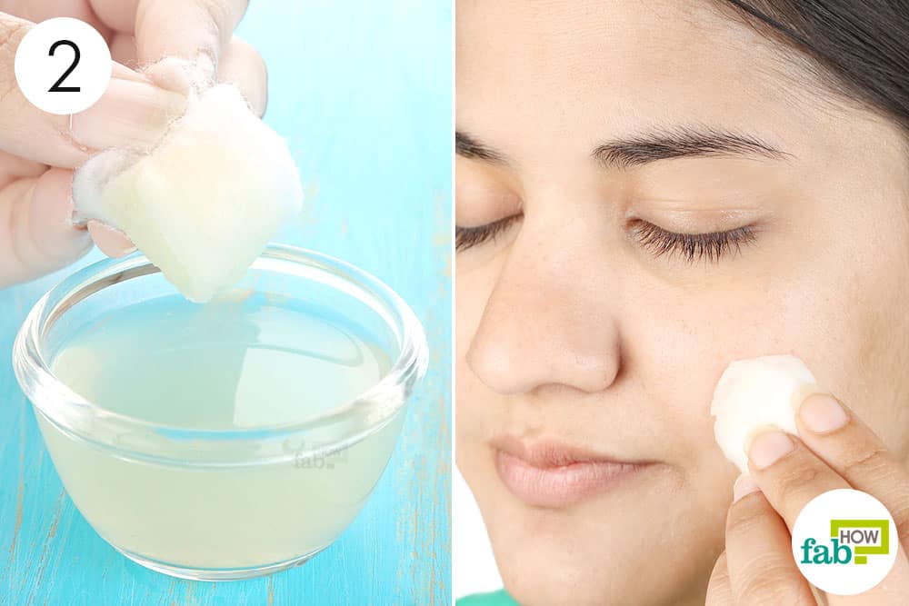 Dip in a cotton ball and apply on acne-afflicted skin to use rosewater and lemon for acne