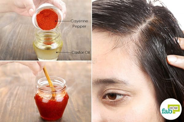Combine cayenne pepper and castor oil for hair growth
